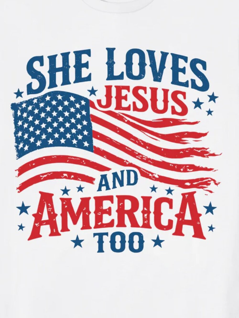 Retro USA 250th Year Shirt — She Loves Jesus and America Too 4th of July Tee - Picture 2 of 5
